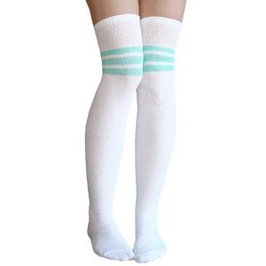White/Mint Green Thigh Highs